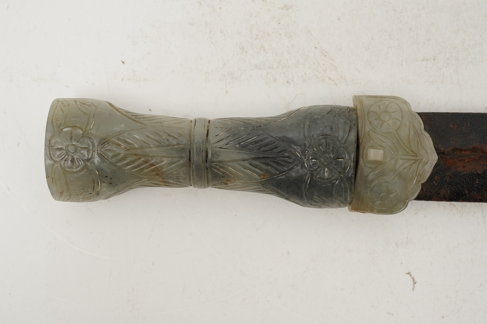 A Chinese or Indian Mughal style jade mounted dagger, 19th century